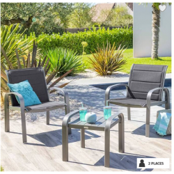 Salon de jardin duo ELYN Bleu canard & Graphite par ETHIK HOME