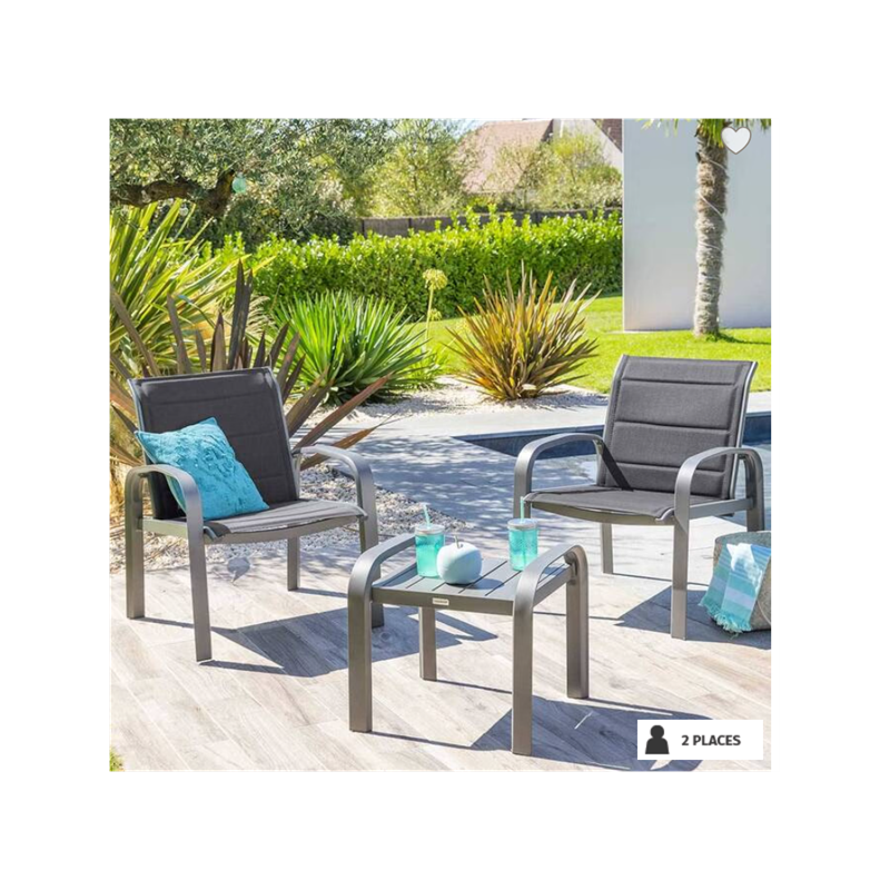 Salon de jardin duo ELYN Bleu canard & Graphite par ETHIK HOME